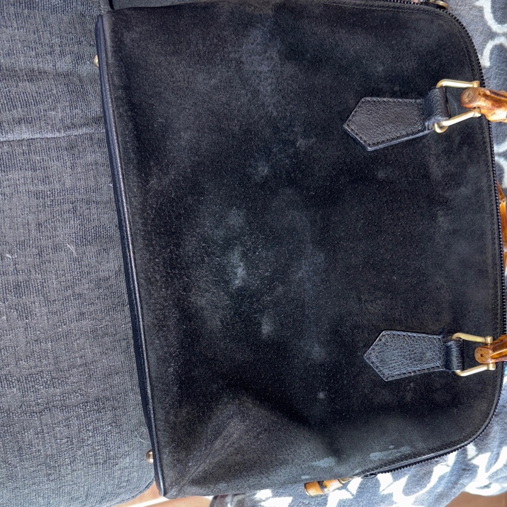 Gucci Black Suede with Bamboo Handles - Picture 8 of 12
